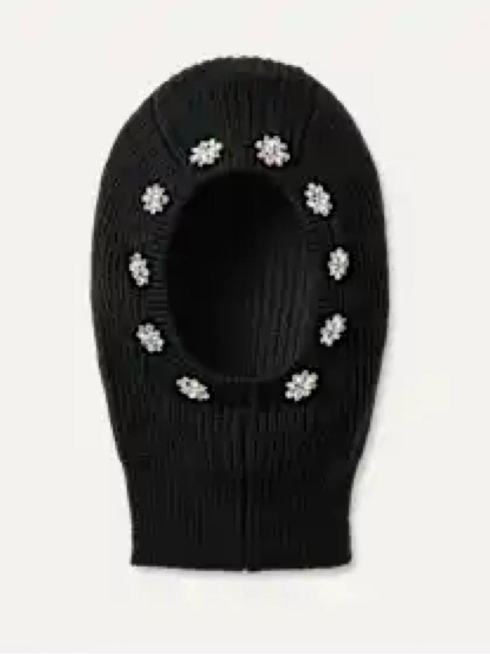 Ugg Black Knit Balaclava with Crystal Flower Accents